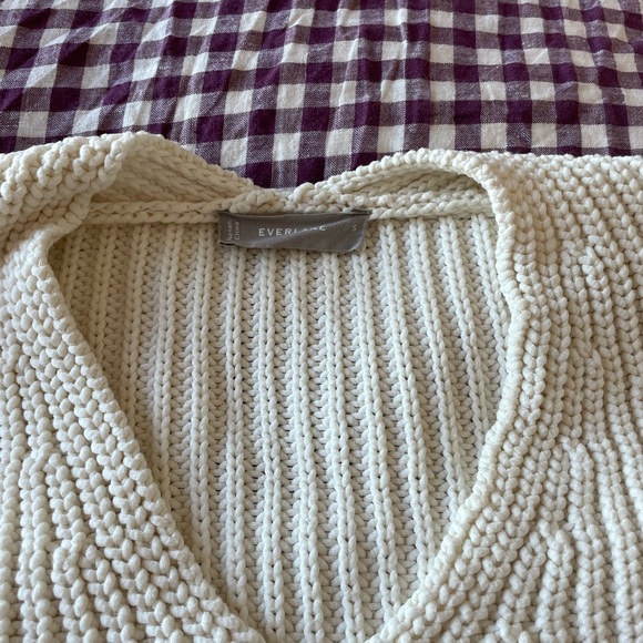 Everlane Texture Cotton V-Neck Sweater - Bone - S - Picture 5 of 7
